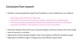 Conclusions from research
• Shortfall in maximising potential support from foundations is not an isolated issue, but relat...