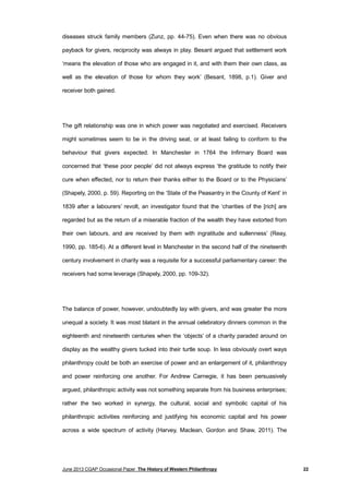 diseases struck family members (Zunz, pp. 44-75). Even when there was no obvious
payback for givers, reciprocity was alway...