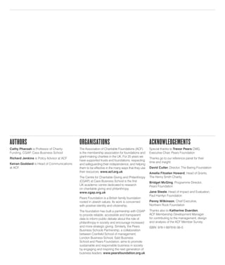 Authors
Cathy Pharoah is Professor of Charity
Funding, CGAP, Cass Business School
Richard Jenkins is Policy Advisor at ACF...