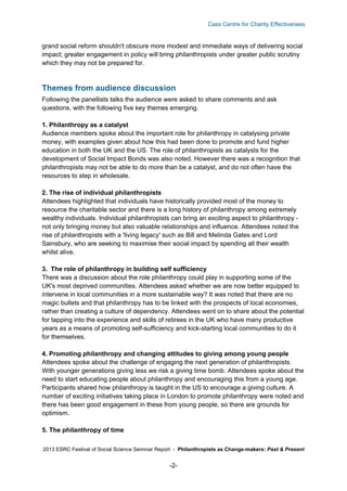 Cass Centre for Charity Effectiveness
grand social reform shouldn't obscure more modest and immediate ways of delivering ...